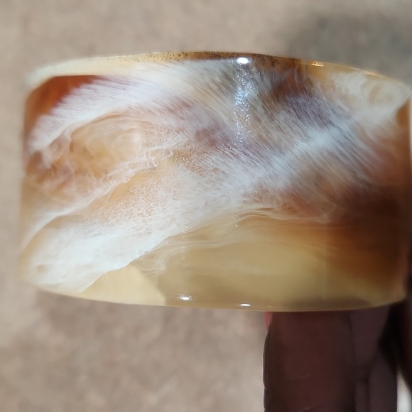 Brown and Cream Wide Cuff Bracelet - Picture 3 of 3